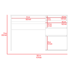 Computer Desk, 3 Drawers, One Shelf, Light Gray