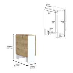 Folding Table with Expandable Design in 3 Forms, White / Macadamia