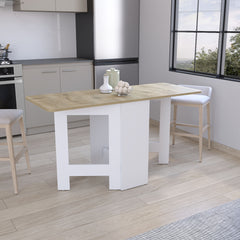 Folding Table with Expandable Design in 3 Forms, White / Macadamia