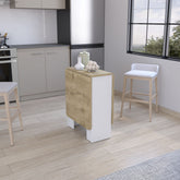 Folding Table with Expandable Design in 3 Forms, White / Macadamia