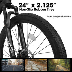 A24207 24 Inch Steel Frame Shock Fork Plus Shock Absorber 21-speed Unisex Mountain Bike