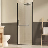 29-30" W ×72" H Frameless Pivot Shower Door, Pivot Swing Shower Glass Doors with 1/4"(6mm) SGCC Clear Tempered Glass,Explosion-Proof Film, Reversible Installation, Matte Black