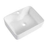 Ceramic Rectangular Above Counter White Bathroom Sink Art Basin (BAB111MOWH)