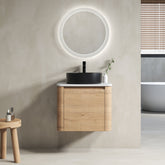 24'' Wall-Mounted Bathroom Vanity With Ceramic Art Sink & 1-Soft-Close Door, KD-Packing, Plywood
