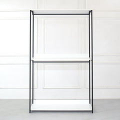Fiona 111 in. W White Freestanding 3 Tower System 7 -Shelf Walk in Wood Closet System with Metal Frame