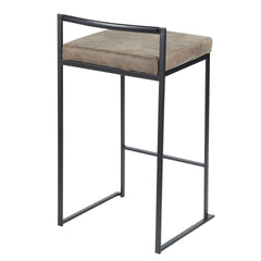 Fuji Contemporary Stackable Counter Stool in Black with Brown Cowboy Fabric Cushion by LumiSource - Set of 2