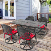 5-Piece All-Weather Cast Aluminum Dining Set, Include 4 Swivel Chairs and Rectangular Table With Black Frame (same sku:W1710S00452)