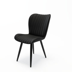 Set of 2 Modern PU Leather Dining Chairs with Thick Cushions & Metal Legs, Armless Faux Leather Side Chairs for Kitchen, Dining Room
