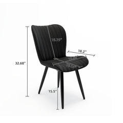 Set of 2 Modern PU Leather Dining Chairs with Thick Cushions & Metal Legs, Armless Faux Leather Side Chairs for Kitchen, Dining Room