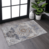 PAYAS Collection 2X3 Cream / Gold / Medallion Doormat Rug