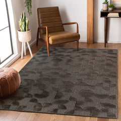 Step Collection High-Low Brown Indoor Area Rug, 7'9''x10', Modern, Contemporary, Geometric, Bohemian, Bedroom, Kitchen, Living Room, Non Shedding Carpet