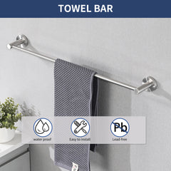 Bathroom Set Brushed Nickel 22.7 Towel Bar Racks, Toilet Paper Holder, Ring, Hook, Accessories , Hardware,Fixtures