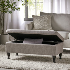 Storage Ottoman Bench with Solid wood legs, Tufted Ottoman with Storage Bench for Living Room, Large End of Bed Bench Ottomans, Modern Entryway Benches, Window & Bedroom Benches for Foot of Bed