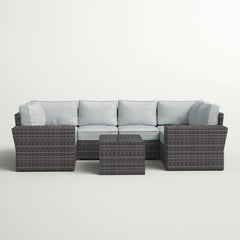 4-Person Outdoor Wicker Sofa Set with Cushions – Fully Assembled