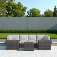 4-Person Outdoor Wicker Sofa Set with Cushions – Fully Assembled