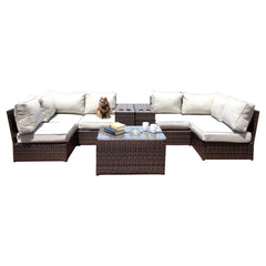 4-Person Outdoor Wicker Seating Set with Cushions – Fully Assembled