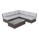 Fully Assembled 6 Piece Rattan Sofa Seating Group with Cushions