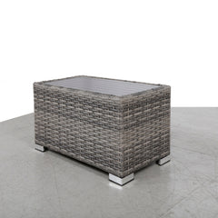 Mixed Grey Slatted Side Table with Aluminum Top – Fully Assembled