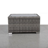 Mixed Grey Slatted Side Table with Aluminum Top – Fully Assembled
