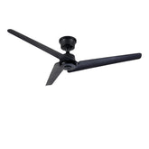 52''Flush Mount & Rod ABS 3 Blades Ceiling Fan with Remote Control No Lights, Modern Reversible DC Motor Indoor 3 Blades Ceiling Fans for Patio Bedroom Living Room-- Black