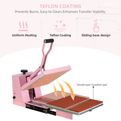 15x15 Manual Heat Press Machine With Slide-out base(Not suitable for sublimation)