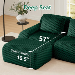 146" Modern U-Shaped Modular Sectional Sofa for Living Room,Flannelette Fabric,Oversized 4-Seater Couch,Deep Seat,Boneless sofa,Movable Ottoman,Buckle connection,Anti-slip Design,No Assembly,Green