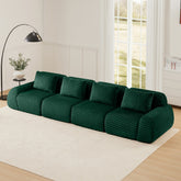 146" Modern Modular Sectional Sofa for Living Room,Flannelette Fabric,Oversized 4-Seater Couch,Deep Seat,Deep Seat,Boneless sofa,Buckle connection,Anti-slip Design,No Assembly,Green