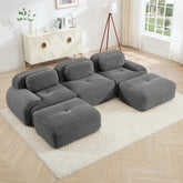 U-shaped modular sofa premiumCorduroy Fabric fabric no assembly anti-slip design pet-friendly extra-wide curved armrests 32D high-resilience sponge for living rooms bedrooms studie,Grey
