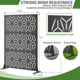 Metal Privacy Screen for Outdoor Freestanding, 72" H x 46" W Decorative Metal Fence Panels with Stable Base, Portable Divider Screens for Patio, Deck, Balcony, Backyard, Garden