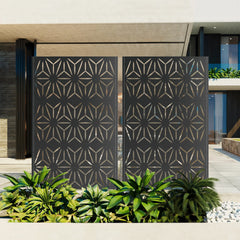 Metal Privacy Screen for Outdoor Freestanding, 72" H x 46" W Decorative Metal Fence Panels with Stable Base, Portable Divider Screens for Patio, Deck, Balcony, Backyard, Garden