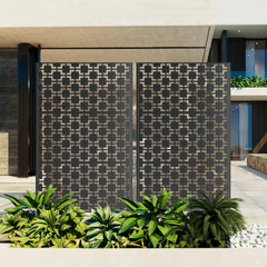 Metal Privacy Screen for Outdoor Freestanding, 72" H x 46" W Decorative Metal Fence Panels with Stable Base, Portable Divider Screens for Patio, Deck, Balcony, Backyard, Garden
