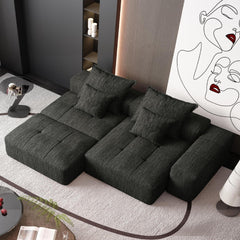 Modern Oversized Modular Sectional Sofa with Ottoman,seat,chaise lounge and armrest,Sparkling Chenille Fabric Soft Cushion Sofa with 4 Pillows,4 PCS DIY Combination Tufted Sofa,No Assembly Required