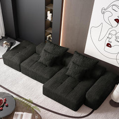 Modern Oversized Modular Sectional Sofa with Ottoman,seat,chaise lounge and armrest,Sparkling Chenille Fabric Soft Cushion Sofa with 4 Pillows,4 PCS DIY Combination Tufted Sofa,No Assembly Required