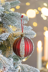 D3.9" Christmas Ball Ornaments, Glass Decorative Hanging Ball Christmas Tree Ornaments for Holiday Party Decorations, Set of 6