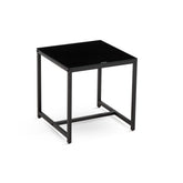 Black Glass Night Stand,MDF SideTable, Small Tea Table, Sofa Table with Metal Leg