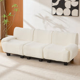 Modern 3-seater Sofa 94.5" Sofa Couch Chenille Upholstered Sofa with Curved Armrests for Living Room, Apartment, Guest Room, Beige
