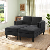 Modern Chaise Lounge Sofa Bed 53.5" Upholstered Sofa Couch Free-combined Sofa Chaise with Dual-Layer Armrests for Living Room, Black