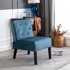 Reese 53" 2Piece Living Room Armless Button Tufted Pattern Accent Chair with Velvet Fabric and Premium High Density Foam Cushion, Blue