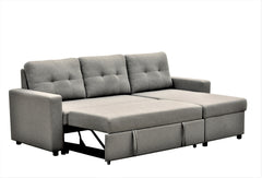 Convertible L-Shaped Sectional Sleeper Sofa Bed, Stylish Apartment Furniture, Saving Pull Out Couch for Small Spaces and Living Rooms, Grey