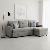Convertible L-Shaped Sectional Sleeper Sofa Bed, Stylish Apartment Furniture, Saving Pull Out Couch for Small Spaces and Living Rooms, Grey