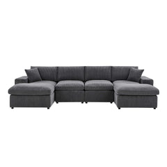 Corduroy Upholstered Symmetrical Modular Sectional