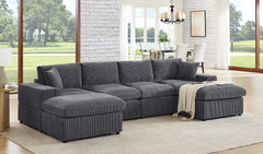Corduroy Upholstered Symmetrical Modular Sectional