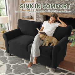 57" Modern 2-Seater Corduroy Sofa With Removable Backrest & Seat Cushions,Padded Armrests,High Rebound Sponge Filled with Solid Wood and Composite Frame,Easy Assembly For Living Room,Bedroom,Office.