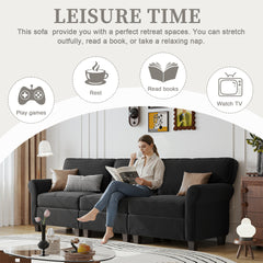 94" 3-Seater Corduroy Sofa Couch with Deep Seats,Thickened High-Rebound Sponge & Armrests, Removable Cushions, Sturdy Composite Board+Solid Wood Frame for Living Room, Bedroom, Apartment and Office.