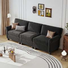 94" 3-Seater Corduroy Sofa Couch with Deep Seats,Thickened High-Rebound Sponge & Armrests, Removable Cushions, Sturdy Composite Board+Solid Wood Frame for Living Room, Bedroom, Apartment and Office.