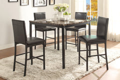 Counter Height Table 1pc Metal Frame Faux Mable Top Square Transitional Dining Room Furniture