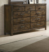 1pc Rustic Industrial Style Brown Seven Drawer Dresser Bedroom Solid Wood Wooden Furniture