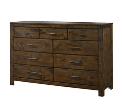 1pc Rustic Industrial Style Brown Seven Drawer Dresser Bedroom Solid Wood Wooden Furniture