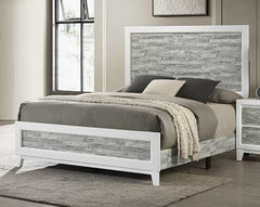 Modern/Contemporary Style King Panel Bed 1pc Gray & White Finish Wooden Bedroom Furniture Headboard Footboard