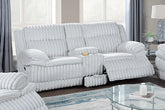 Beautiful Upholstered Light Gray Fur Like Corduroy 1pc Manual Motion Loveseat Console Drawer Living Room Reclining Couch